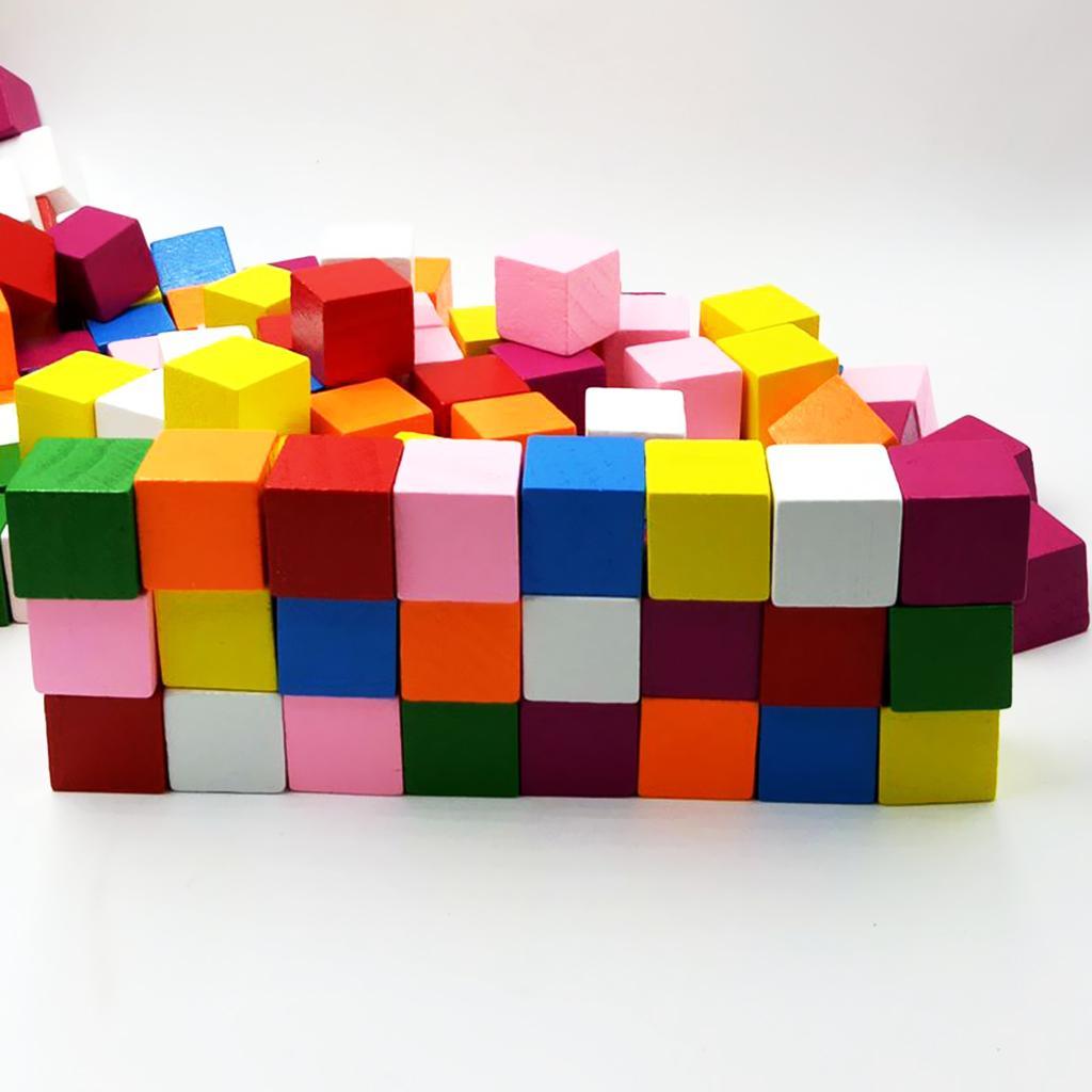 4-5pack 50 Pieces Assorted Color Wooden Blocks Embellishments for Crafts 15mm