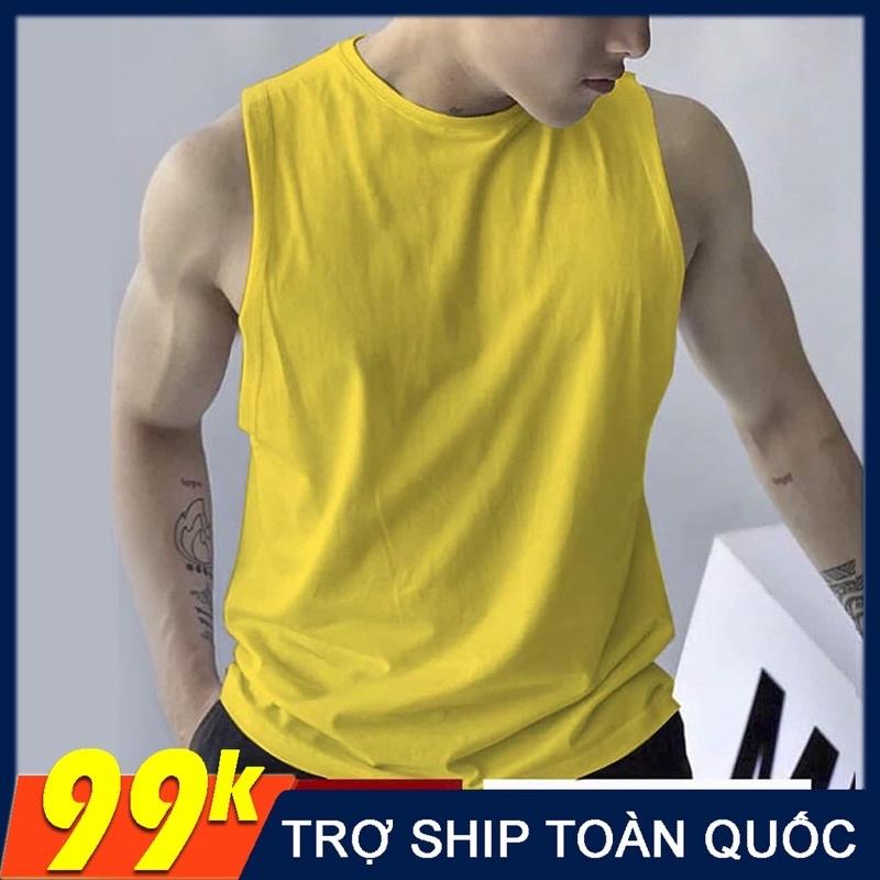 Áo thun tanktop ba lỗ chuẩn gym trơn nhiều màu vải coton cao cấp thấm hút mồ hôi