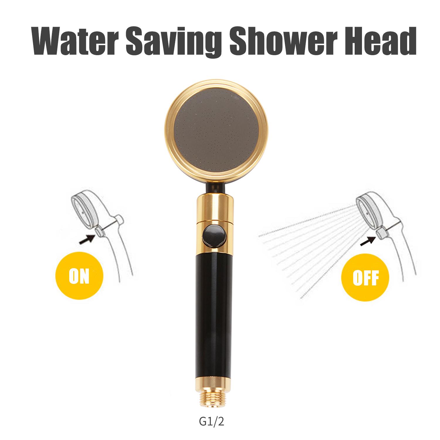 Đầu vòi hoa sen cao áp cầm tay bằng vật liệu nhôm cao cấp xoay 360 độ với công tắc BẬT / Tắt