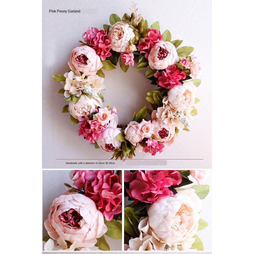 Artificial Flower Wreath Garland for Home Wedding Party Decor Pink