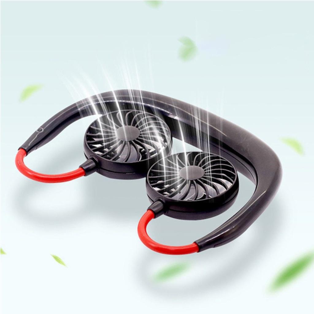 Quạt mini đeo cổ sạc tích điện usb quạt điện quàng cổ xoay 360 độ tập thể thao