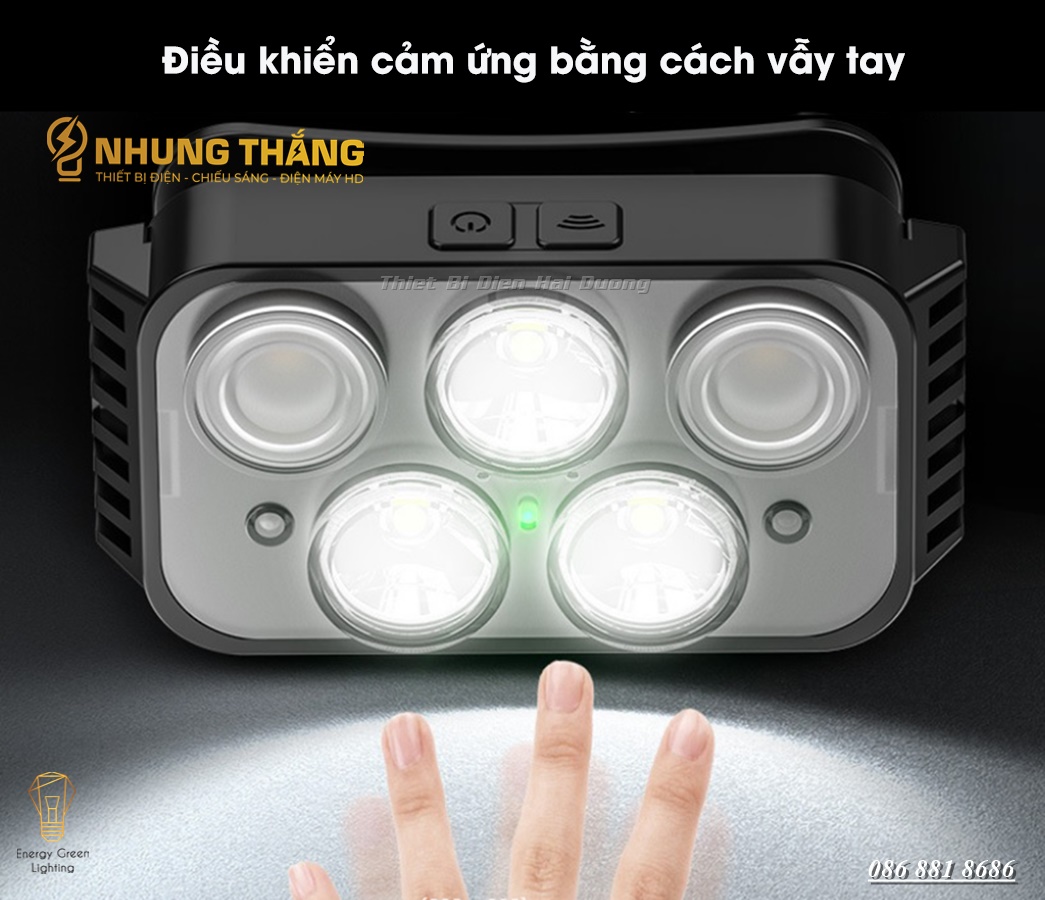 Đèn Pha Đội Đầu Xoay Cảm Ứng TD16602 - 7 Chế độ sáng - Chip LED Siêu Sáng - Dung lượng Pin Lớn - CÓ VIDEO