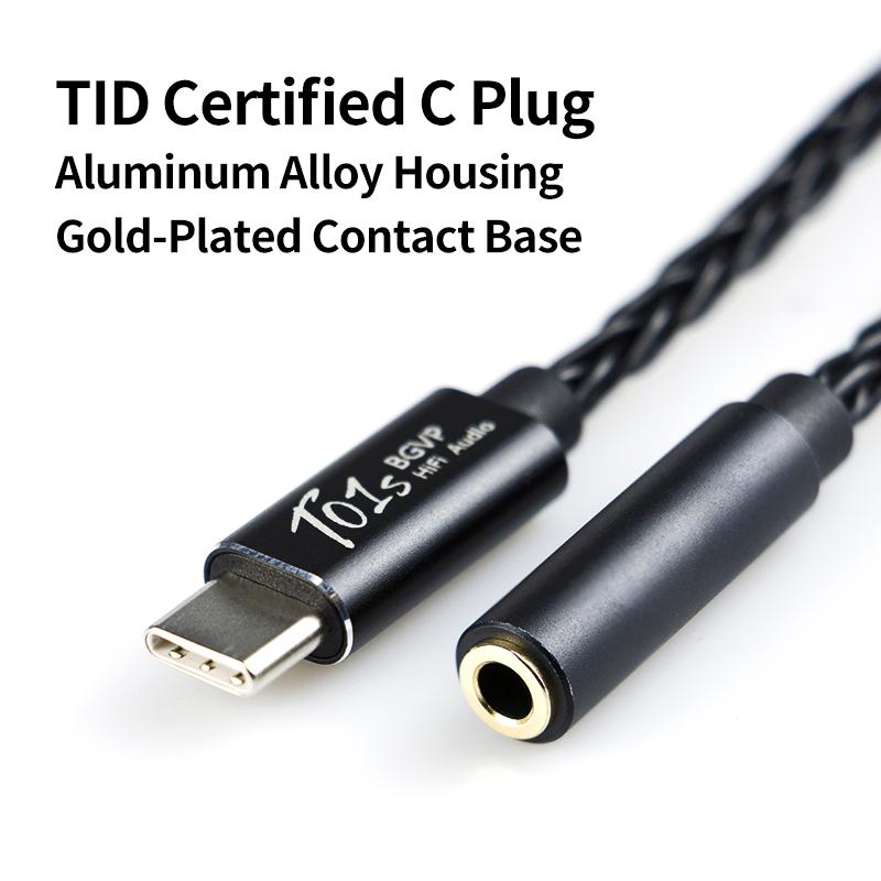 BGVP T01s Bộ Khuếch Đại Tai Nghe USB Loại C Sang Jack Cắm Tai Nghe 3.5Mm Bộ Chuyển Đổi Âm Thanh 32bit 384kHz Bộ Giải Mã Kỹ Thuật Số Bộ Chuyển Đổi AUX