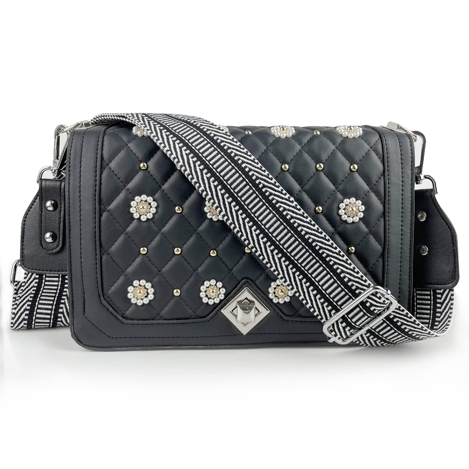 Có thể điều chỉnh dây đeo vai 5cm cho túi dây đeo vai màu trắng đen cho túi 130cm với bạc carabiner cho túi xách túi, phụ kiện DIY cho túi