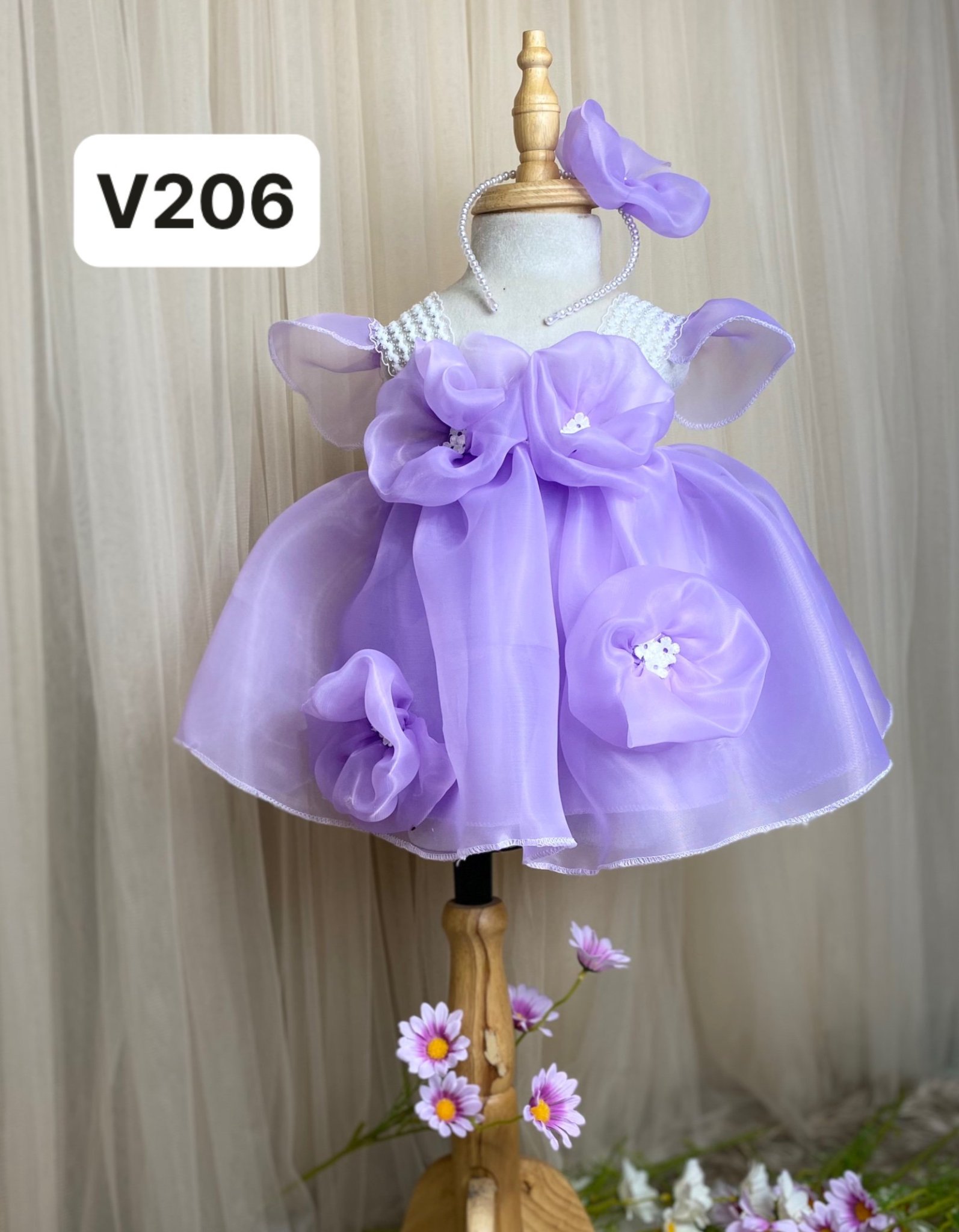 Đầm Xòe Công Chúa Dễ Thương Cho Bé Gái 4H Tím