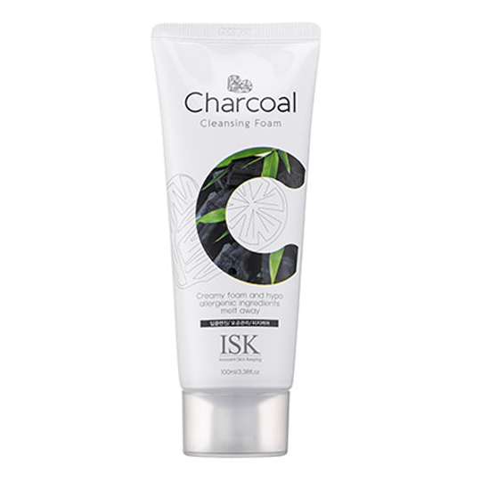 Sữa rửa mặt than hoạt tính loại bỏ bã nhờn ISK Charcoal Cleansing Foam Hàn Quốc 100ml tặng kèm móc khóa