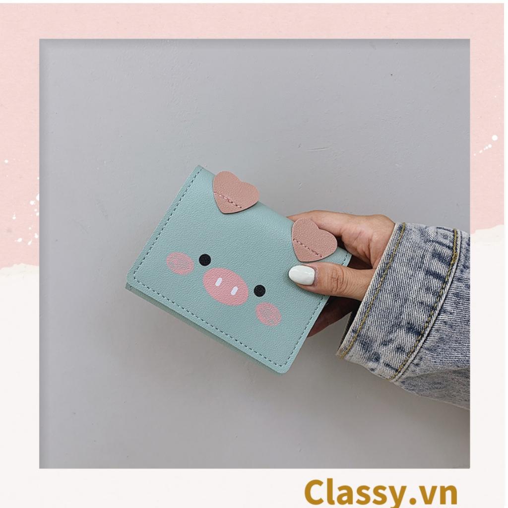 Ví bóp nữ Classy mini ngắn gấp 3 nhỏ gọn có thể bỏ túi, hình chú heo T699