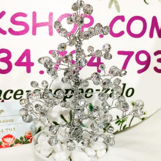 Cây đá pha lê thân kẽm 18cm ảnh thật