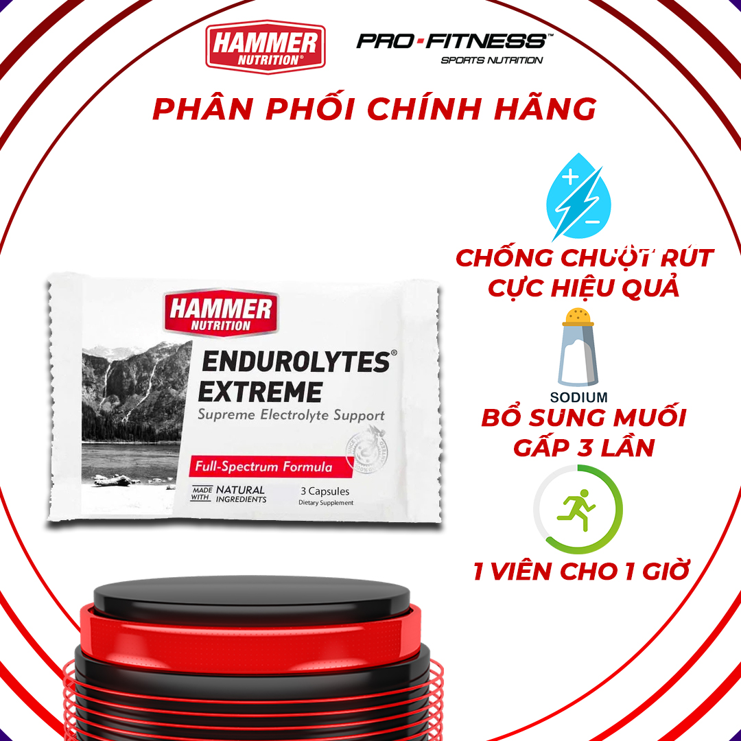 Viên uống điện giải- Hammer Nutrition Endurolytes  Extreme gói 3 viên