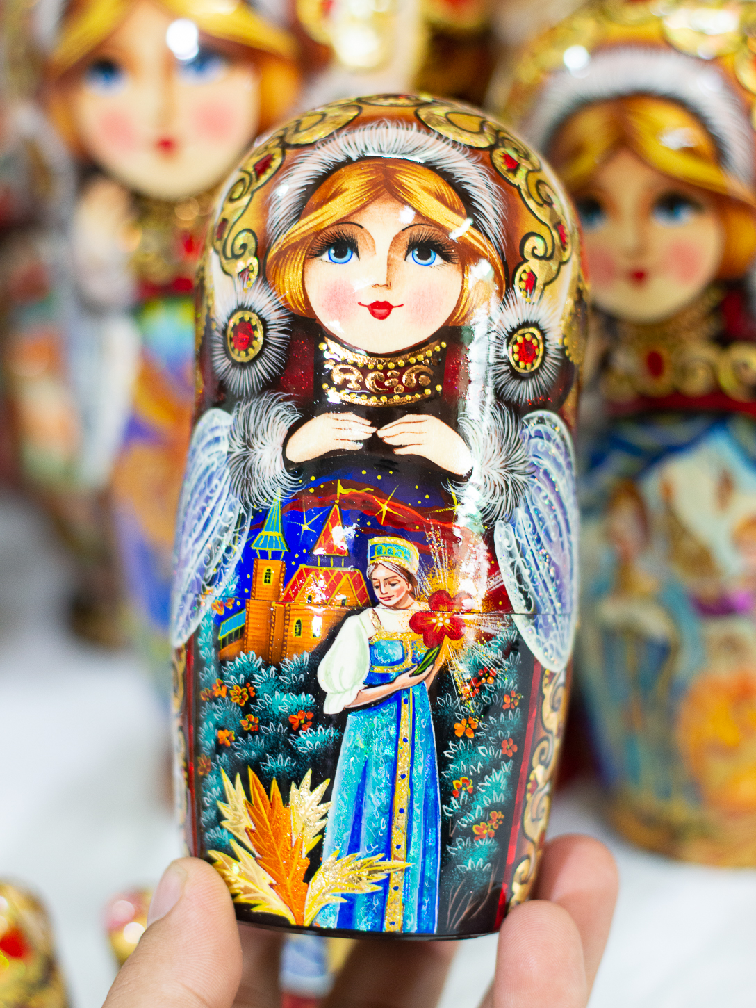 BỘ BÚP BÊ NGA MATRYOSHKA 10 LỚP CAO 26CM VẼ HOA VĂN "CHUYỆN CỔ TÍCH PUSHKIN" CỰC ĐẸP VÀ SANG TRỌNG ĐỘC ĐÁO