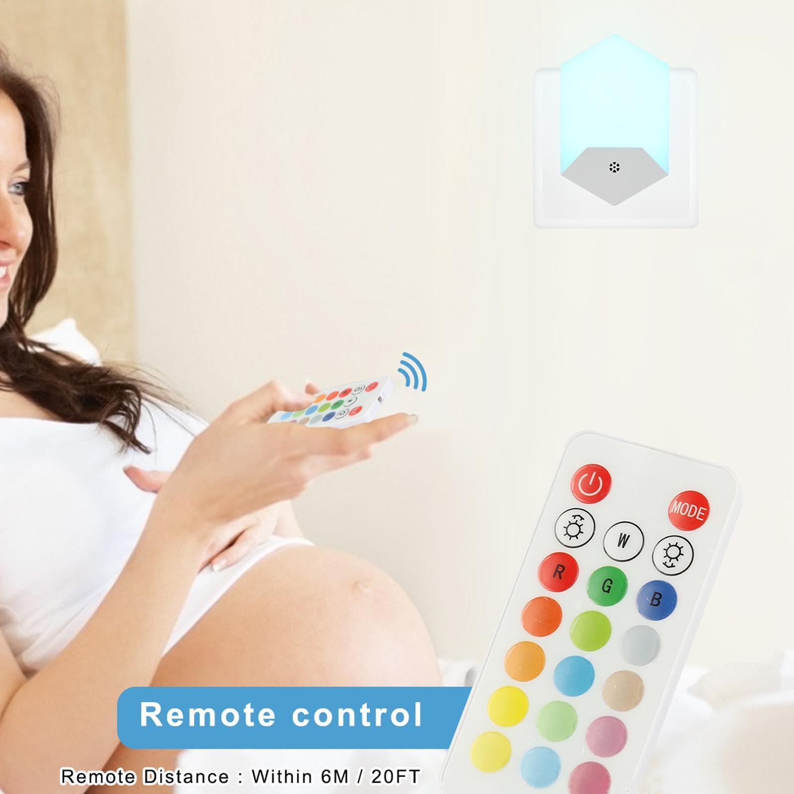Colorful Plug in LED Night Light Remote Control Color Changing Dimmable