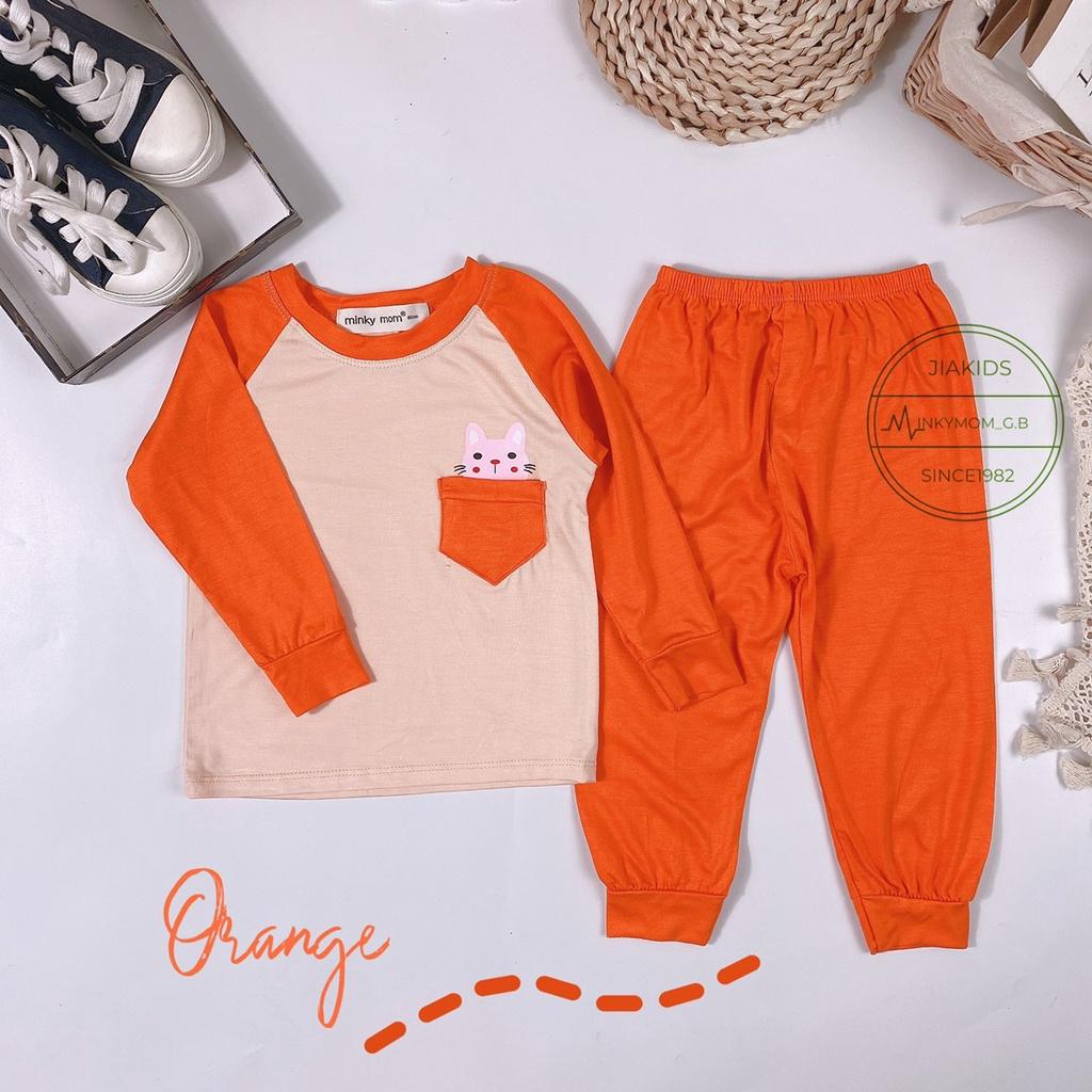 Bộ Quần Áo Bé Gái, Bé Trai Minky Mom Vải Thun Lạnh Túi Ngực In Động Vật MKDTL09