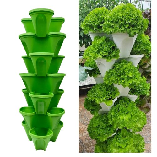 Chậu Tháp , Tháp Trồng Rau Hữu Cơ/ Tháp Trồng Hoa / Dâu Tây - Nhựa Cao Cấp, Tiện Lợi, Tiết Kiệm Không Gian, Trang Trí Nội Thất, Sân Vườn