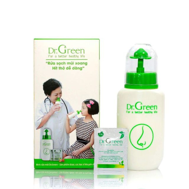 Bình rửa mũi Dr.Green kèm 10 gói muối lô hội