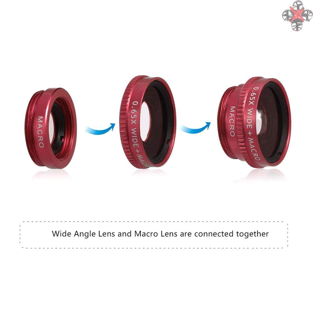 Bộ Ống Kính 5 Trong 1 0.67x Wide-Angle + Macro 180 Fisheye + 2 Ống Kính Cho Điện Thoại Iphone