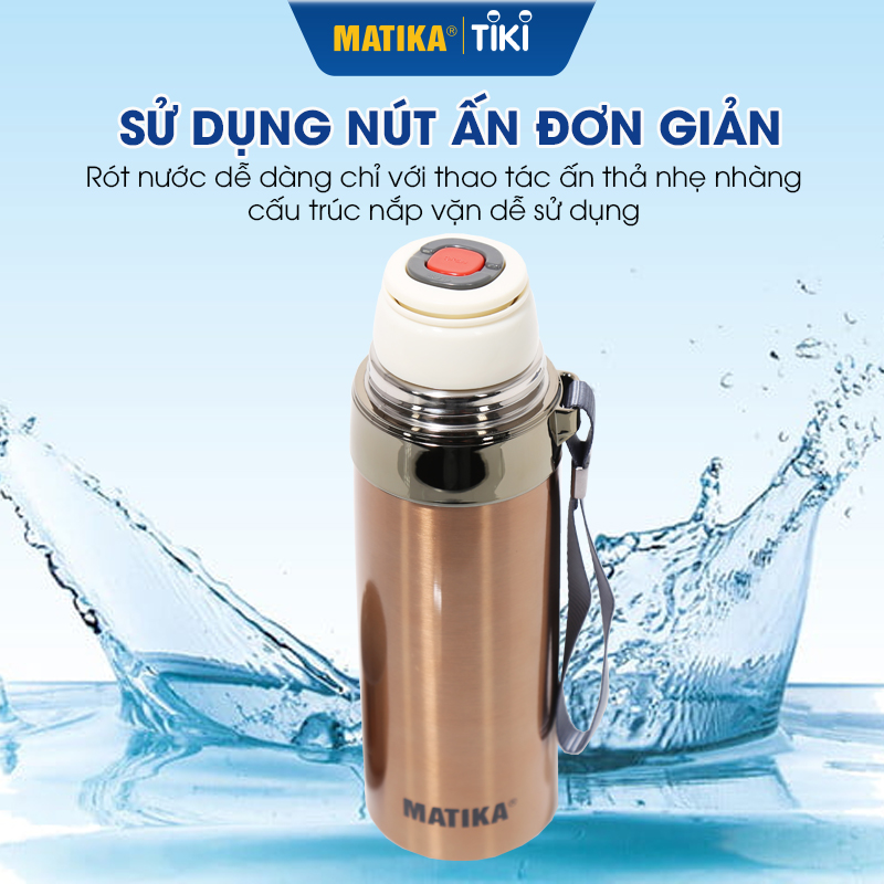 Bình Giữ Nhiệt Inox MATIKA MTK-HC7500 Bình Đựng Nước Dung Tích 500ml - Hàng Chính Hãng