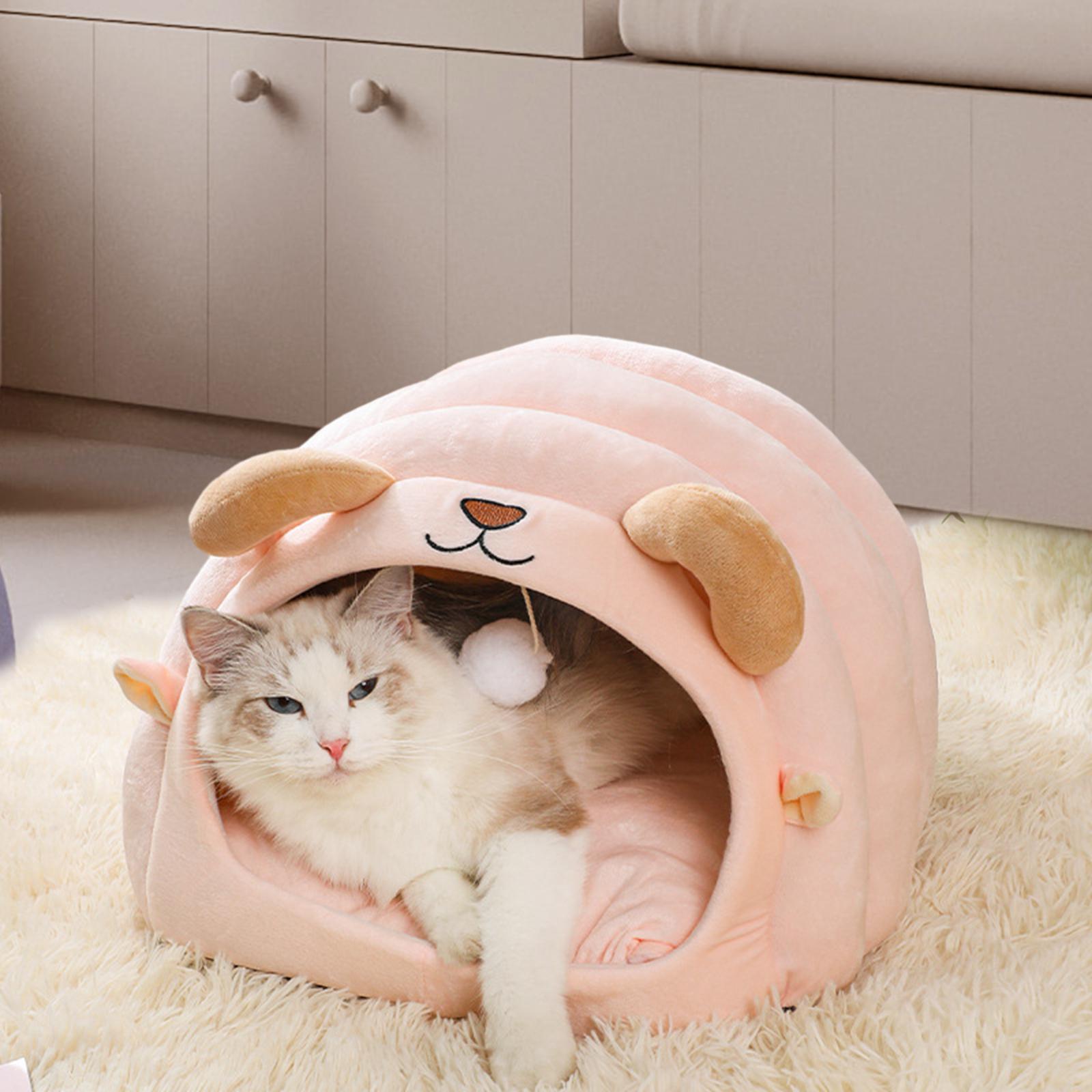 Warm Bed Small Animal Winter House Comfortable Pet Sleeping Bed Washable Cave House for Cats and Small Dogs Outdoor Indoor