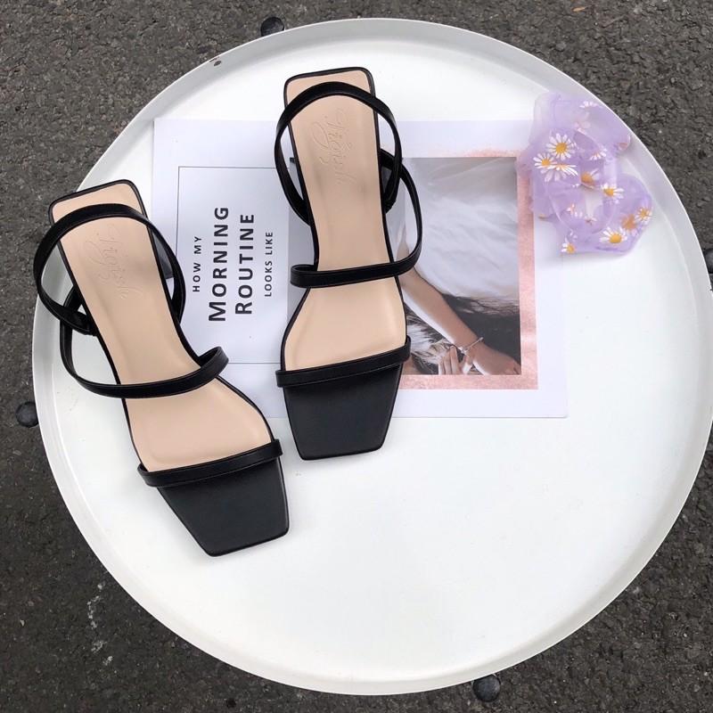 GIÀY SANDAL NỮ 2 QUAI CHÉO HẬU THUN GÓT VUÔNG 5 CM - Giày sandal quai mảnh