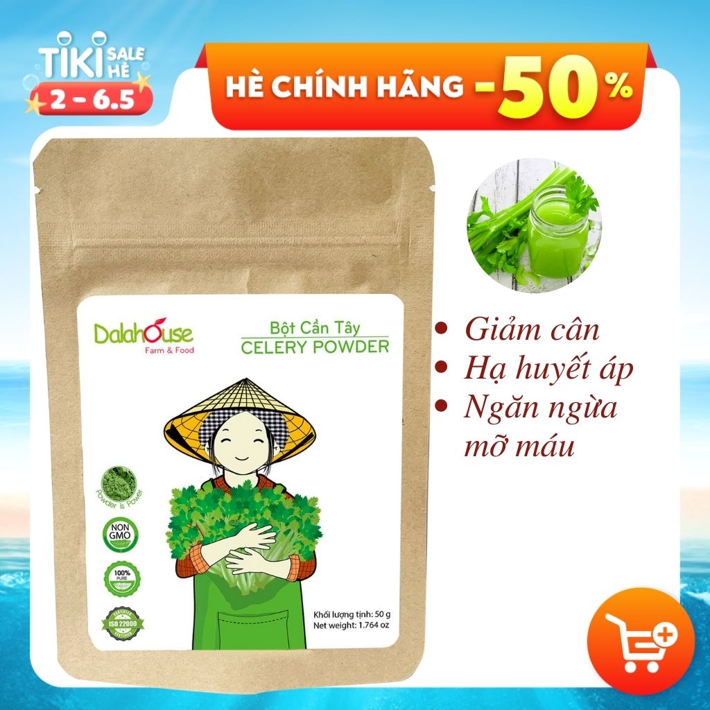 Bột cần tây nguyên chất sấy lạnh Dalahouse 50g - Giúp giảm cân - Thanh lọc cơ thể