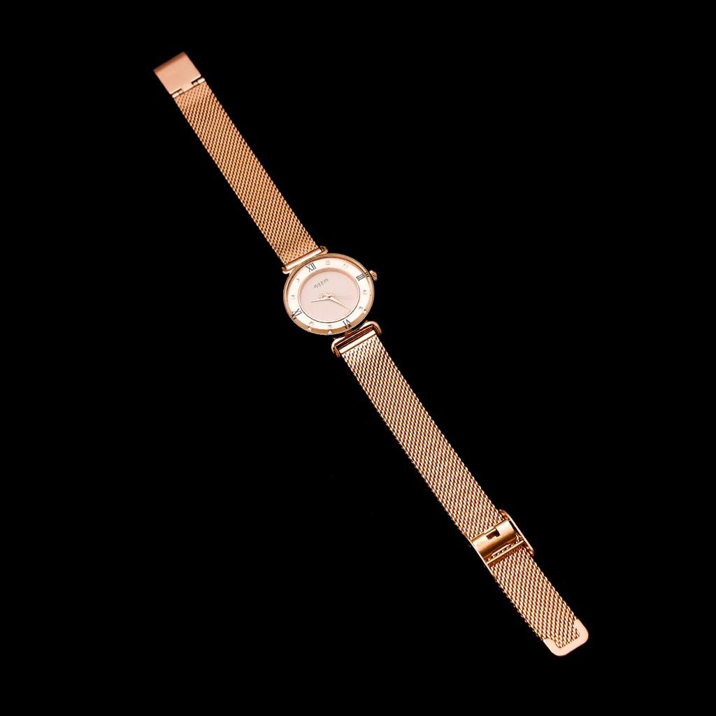 Combo đồng hồ nữ và lắc tay nữ dây thép Julius Hàn Quốc Combo ja-728 vàng hồng