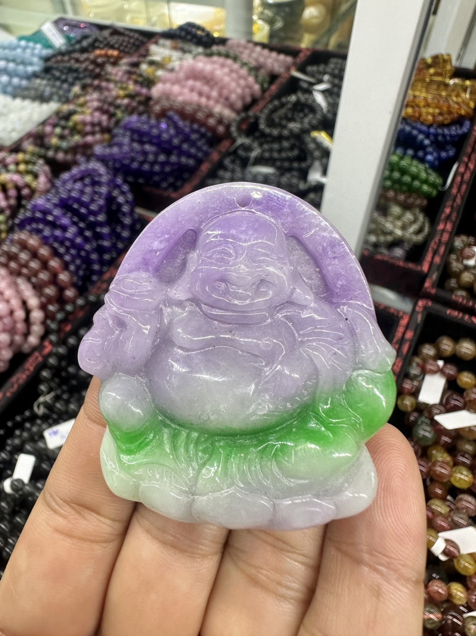 Mặt dây chuyền phật Di Lặc đá ngọc cẩm thạch