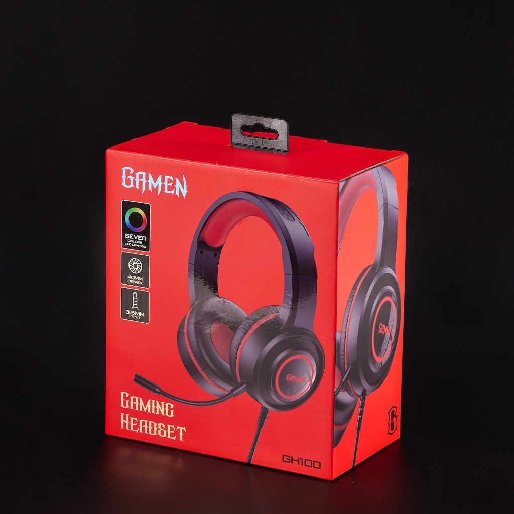 Tai Nghe Gamen GH100 Headphone Chụp Tai Kiểu Dáng Gaming Tùy Chỉnh Microphone - Hàng Chính Hãng