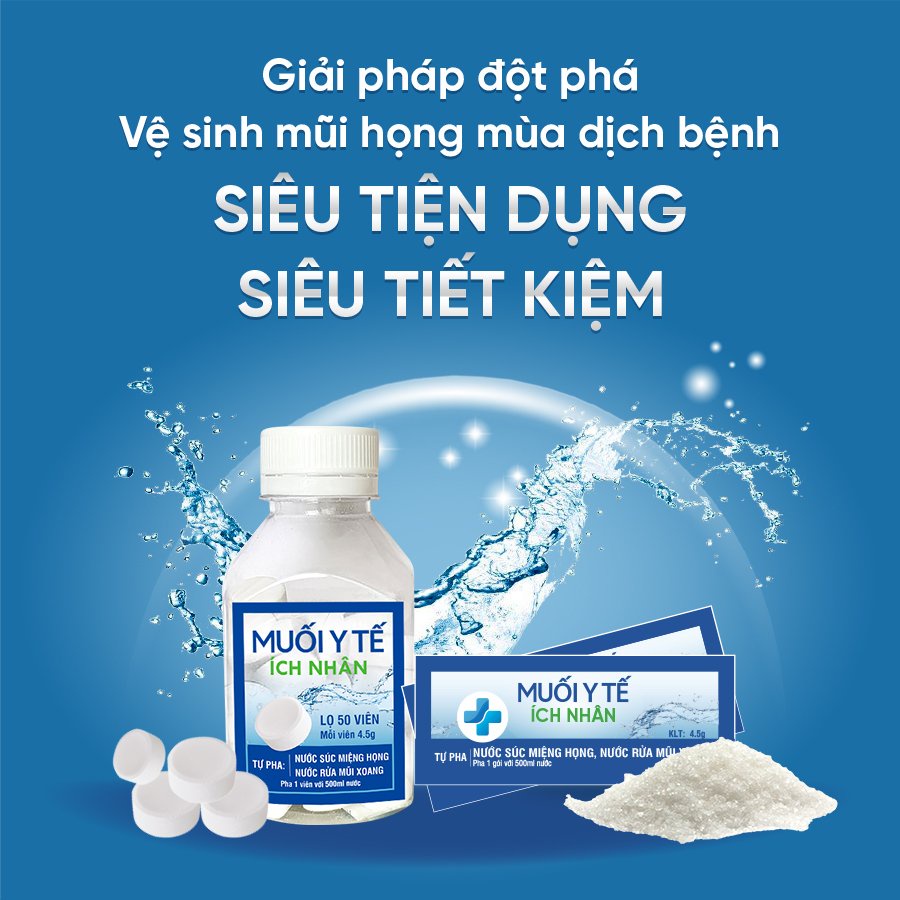 [Chính Hãng + FreeShip] Viên Muối Ích Nhân Sát Khuẩn Mũi Họng Và Vi Khuẩn, Virut An Toàn Tiện Lợi (Lọ 50v)