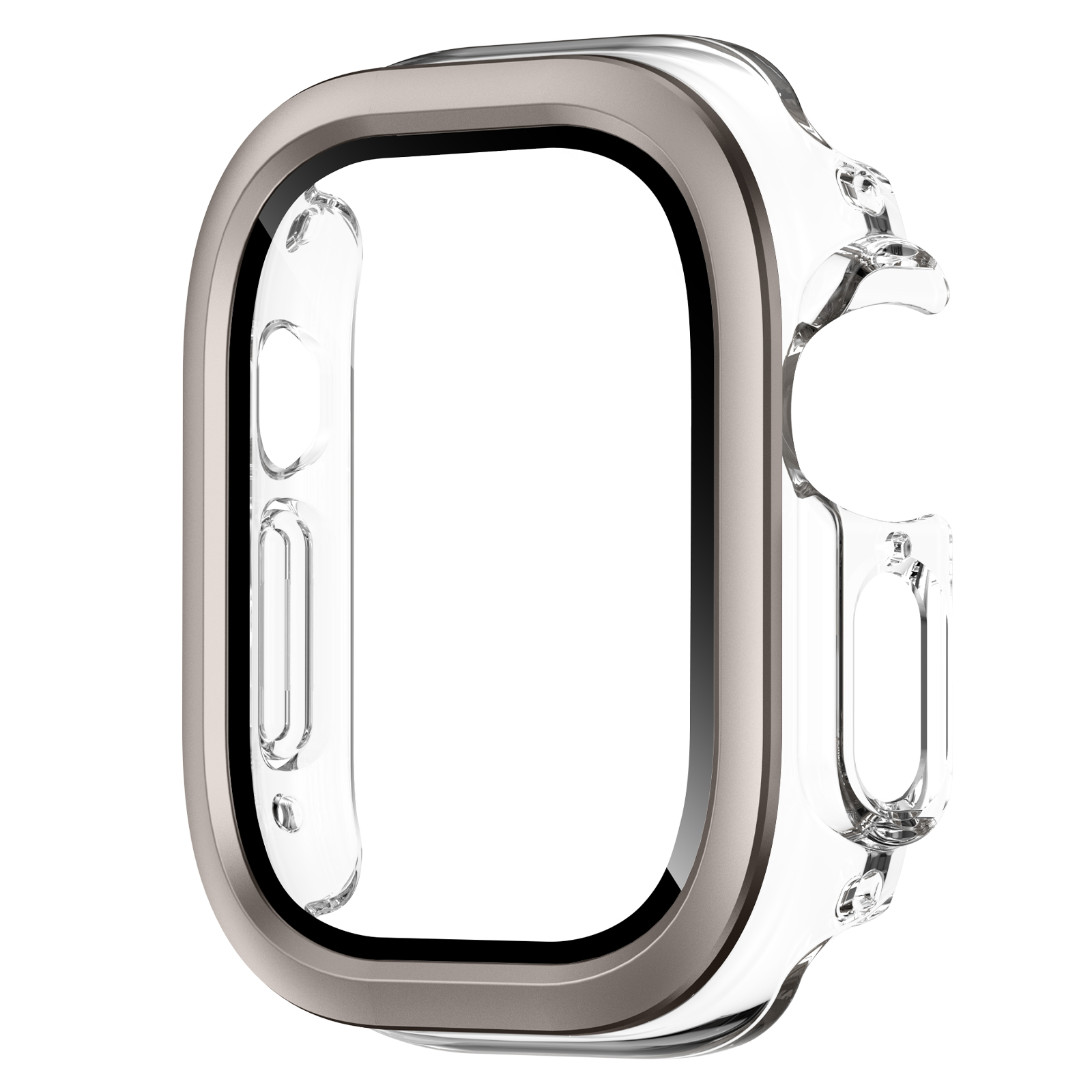 Ốp Case PC Mặt Kính Cường Lực Trong Suốt Viền Màu cho Apple Watch Ultra 1/2 49mm - Hàng Chính Hãng