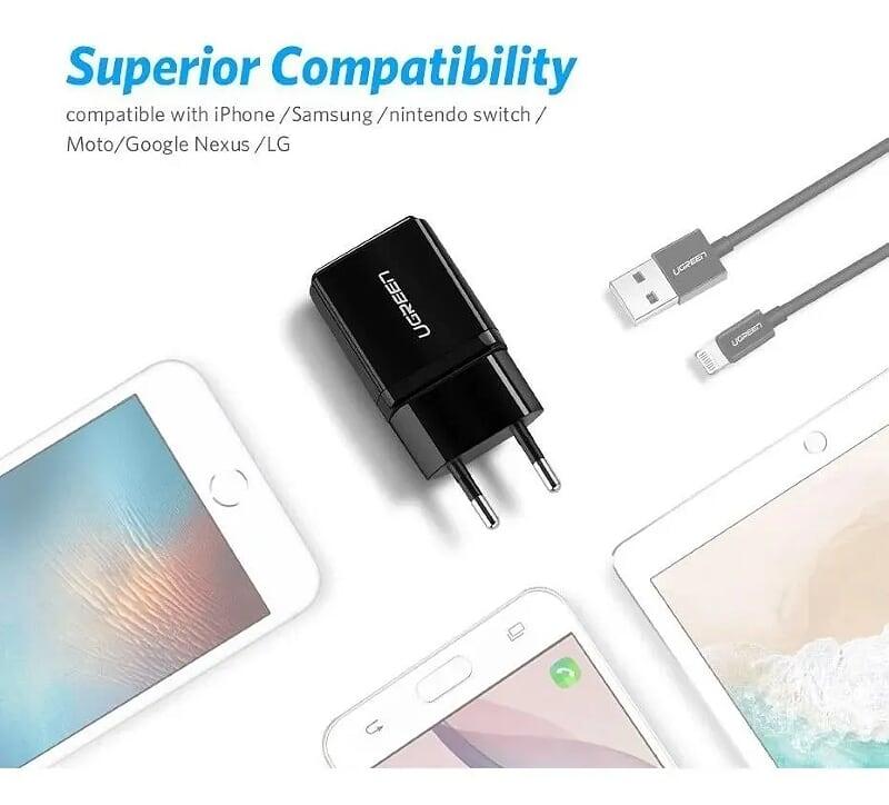 Ugreen UG50459ED011TK 5v 2.1A sạc USB màu đen - HÀNG CHÍNH HÃNG