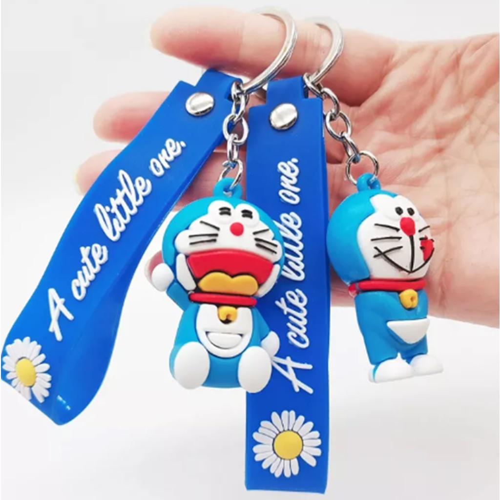Móc Khóa chú Mèo Máy Doraemon màu xanh với phao màu hồng họat hình Anime dễ thương loại nhỏ