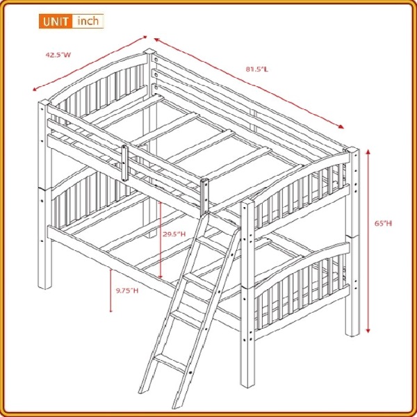 Giường 2 tầng Tundo màu xanh chân chống đất