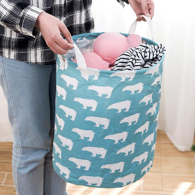 Sọt vải đựng đồ quần áo, giỏ vải tròn đựng đồ chơi trẻ em chất liệu chống thấm 88088