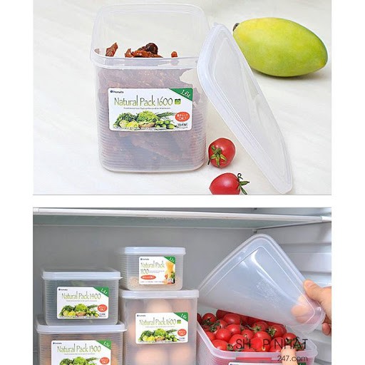Hộp thực phẩm vuông 1600ml Inomata nội địa Nhật Bản