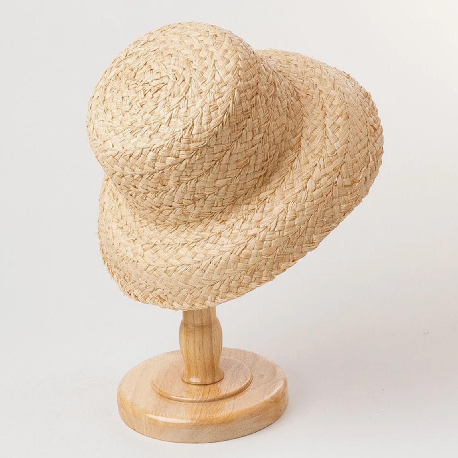 Straw Hat Summer Travel Sun Hat w/ Adjustable Tie  White Tie