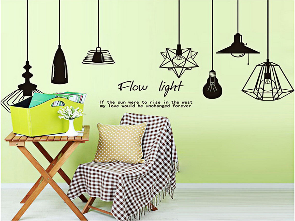 decal dán tường bóng đèn đen flow light