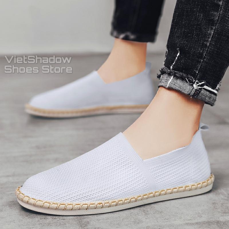 Slip on nam - Giày lười vải nam - Vải dệt kim 3D, 4 màu (đen), (xám), (xanh) và (trắng) - Mã 2931