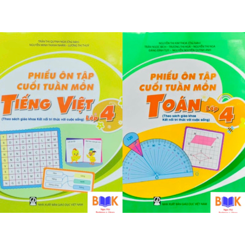 Sách - (Combo) Phiếu Ôn Tập Cuối Tuần Môn Toán +Tiếng Việt lớp 4(Kết Nối Tri Thức)