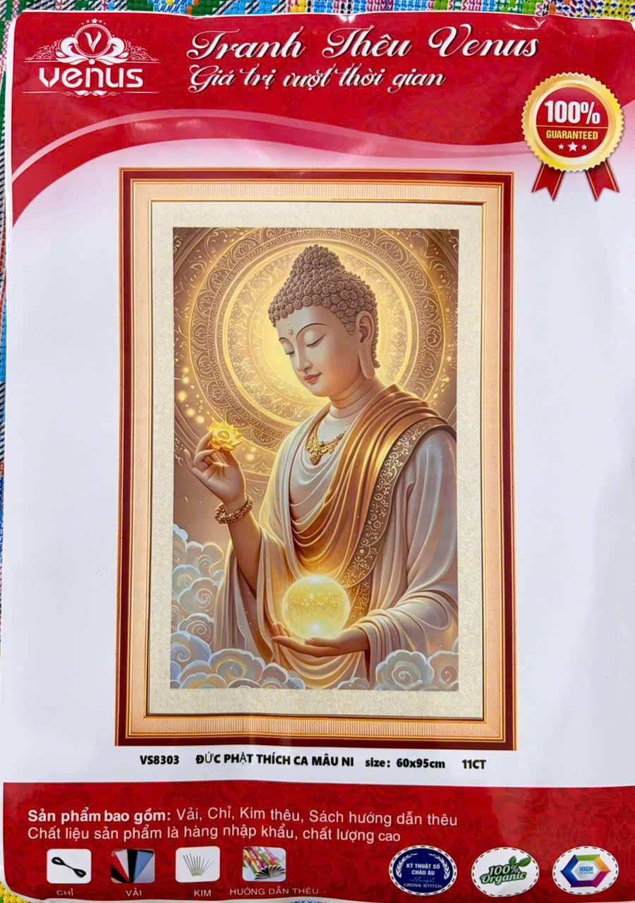 Tranh thêu kín Đức phật vs8303, kích thước 60x95 cm, 11ct thêu 3 sợi