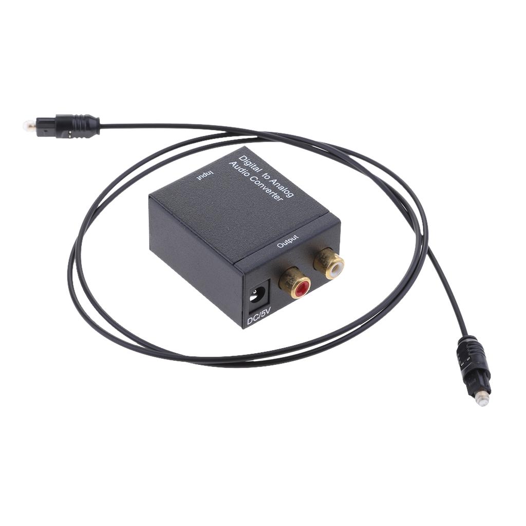 Digital Coaxial Toslink to Analog (L/R) Audio Converter with Fiber Cable