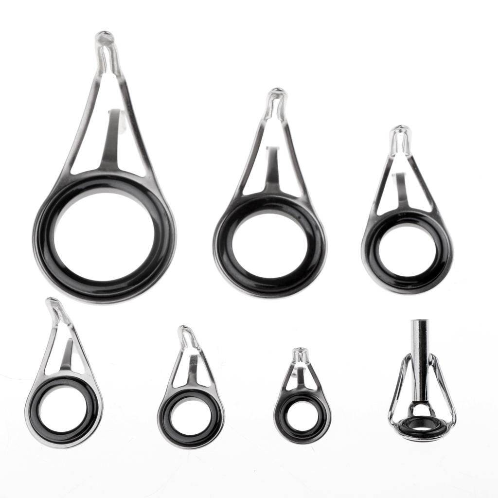 7pcs Rod Repair Kit Fishing Rod Guides Tips Tops Double Leg Ceramic Ring