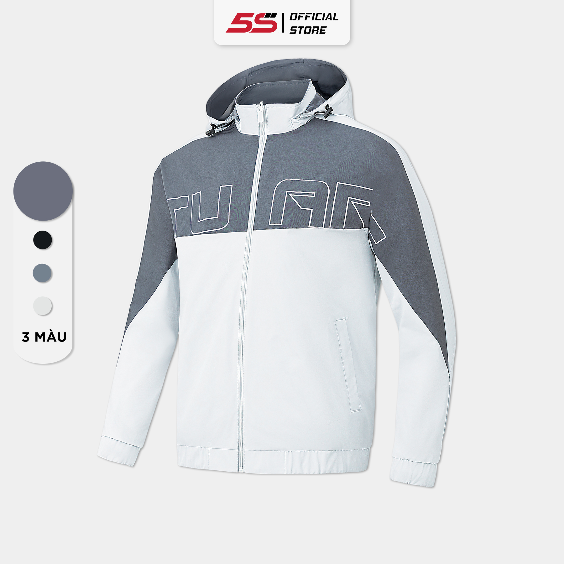 Áo Khoác Gió Nam 5S FASHION, Mặc Được Hai Mặt, Thêu Họa Tiết Trẻ Trung, Phối Màu Khỏe Khoắn, Năng Động