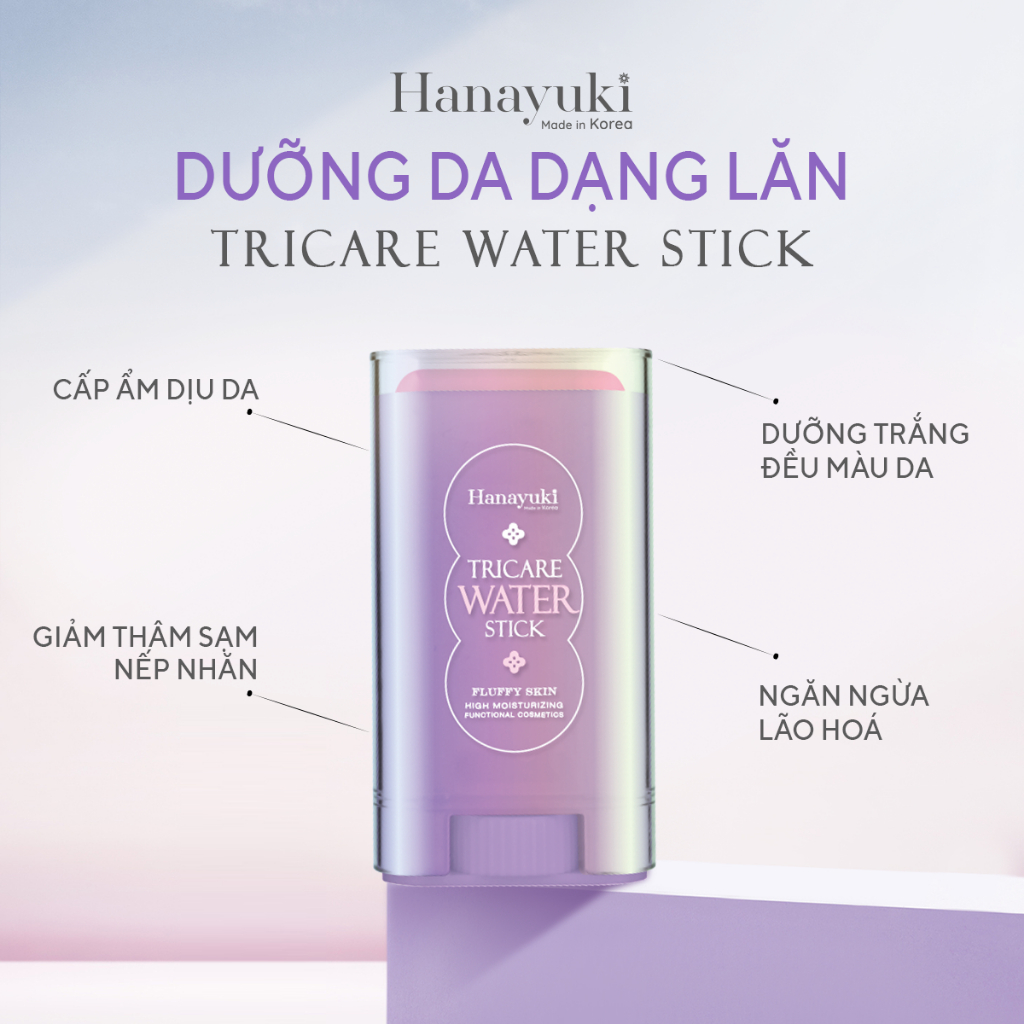 Kem Dưỡng Ẩm Trắng Da Hanayuki Chính Hãng Tricare Water Stick Dạng Lăn Mờ Nám Cấp Ẩm Ngăn Ngừa Lão Hóa 20g