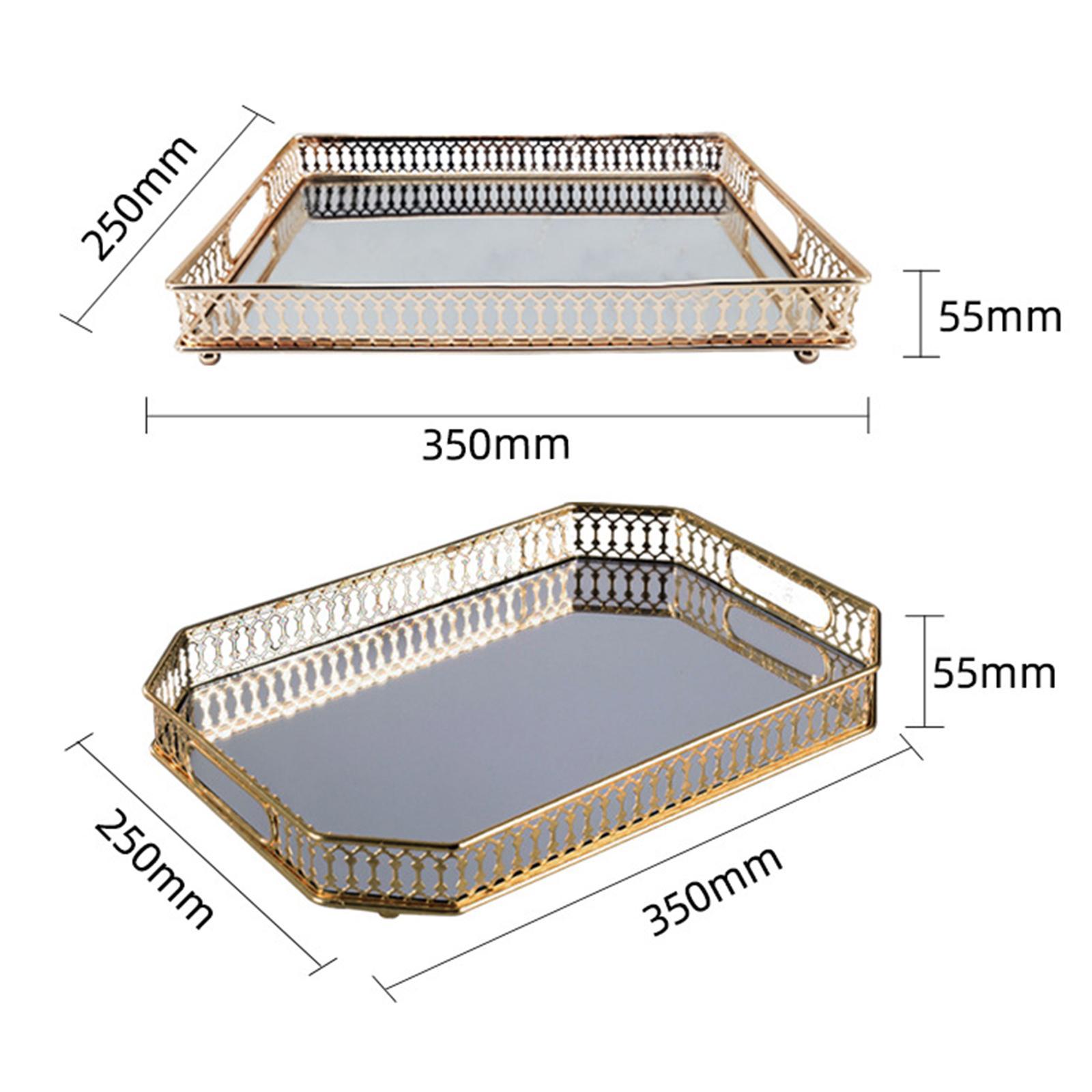 Mirror Serving Tray Fruit Plate Mirrored Tray for Vanity for Food Snack Cake