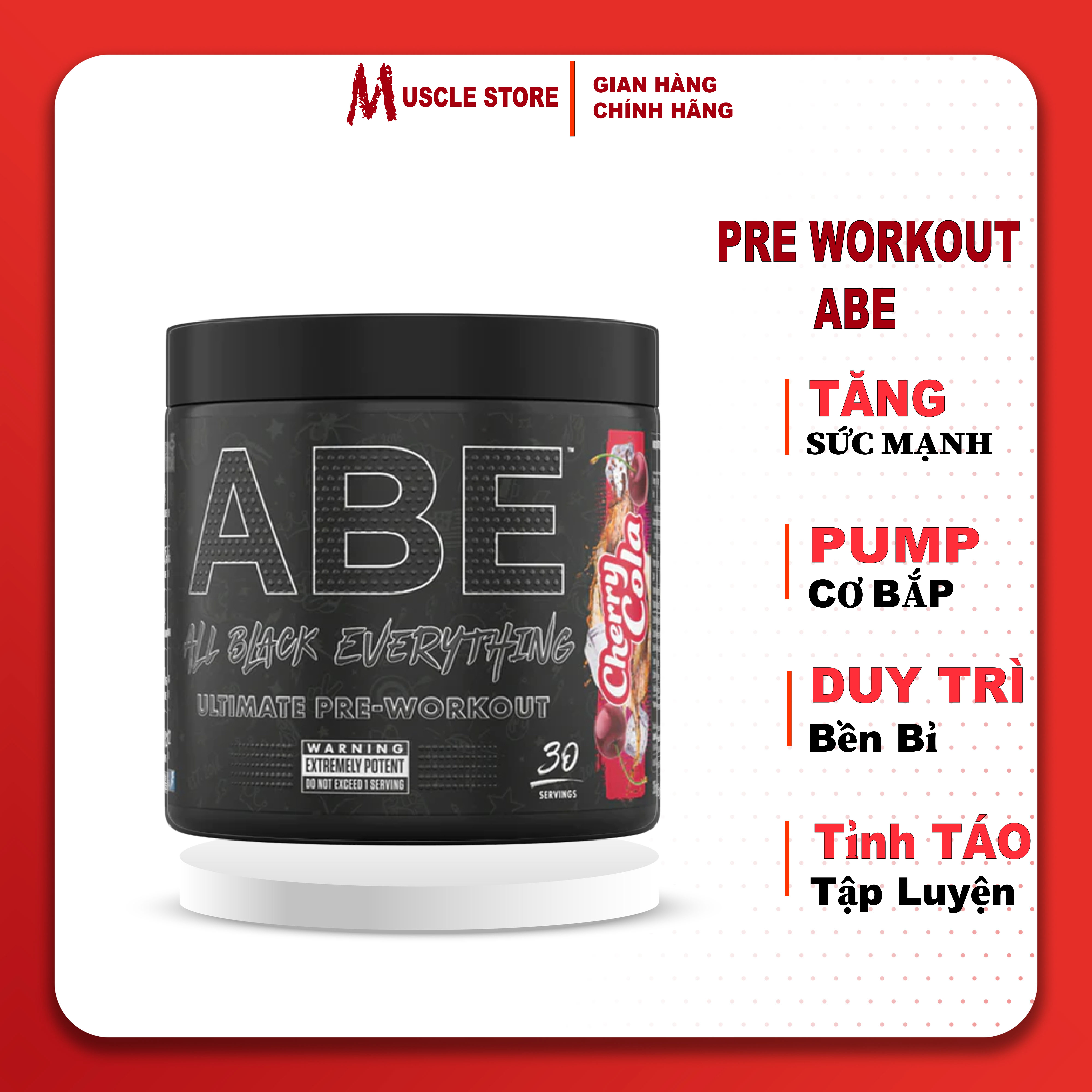 ABE Pre Workout - Applied Nutrition (30 Lần Dùng), Tăng Sức Mạnh Sức Bền, Tỉnh Táo Tập Trung Trước Tập
