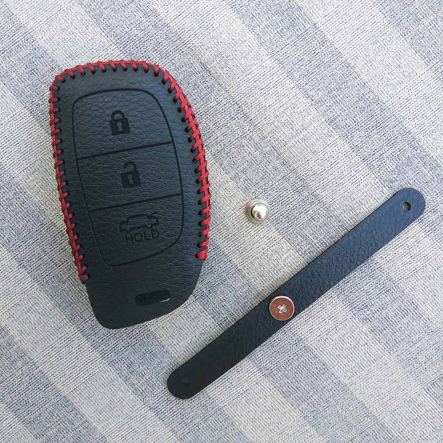 Bao da 3 nút chìa khóa smartkey xe hơi Hyundai