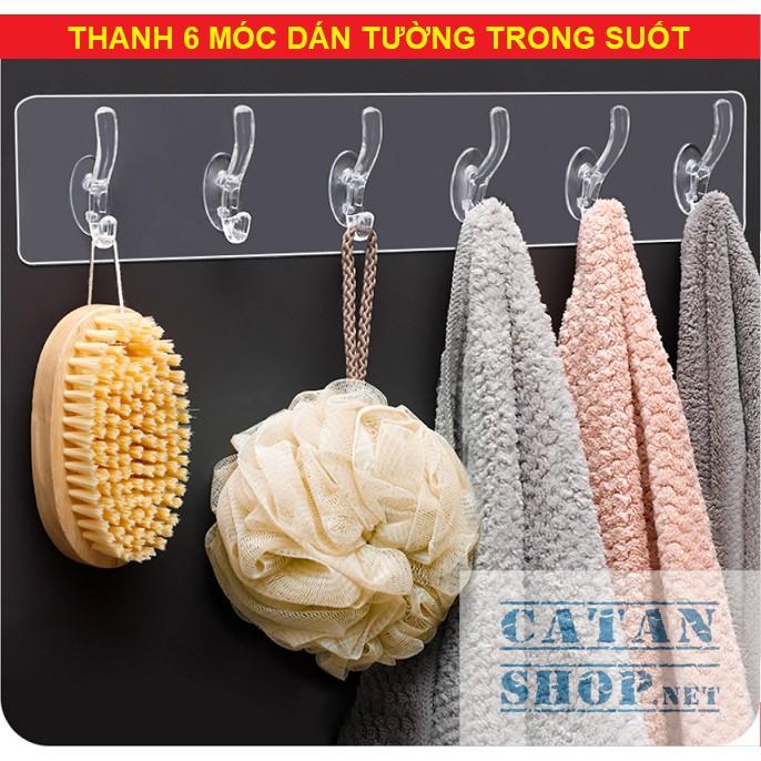 Thanh 6 móc dán tường treo đồ nhà tắm nhà bếp siêu dính siêu chịu lực, treo chìa khóa GD387-6Deo