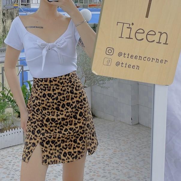 Chân váy da beo trendy chất voan mềm có lót trong