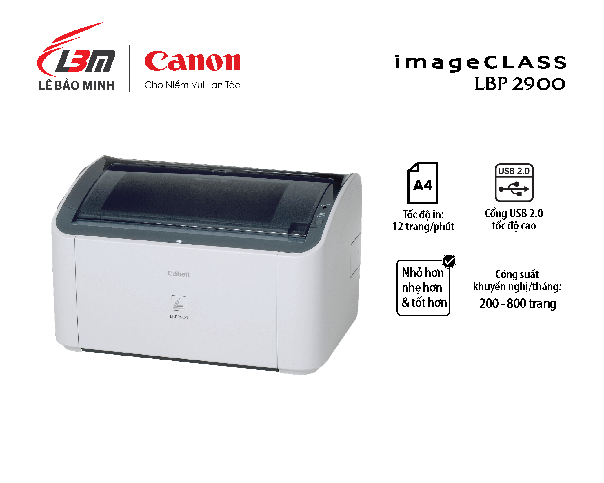 Máy in laser đơn năng Canon LBP2900 - Hàng chính hãng