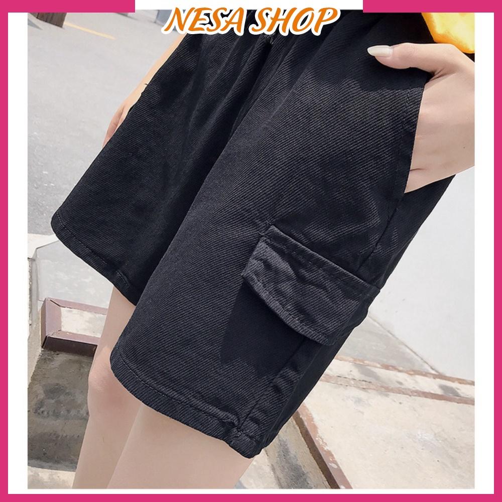 Quần short kaki nam nữ, quần đùi có nắp túi Nesa, chất liệu kaki bền đẹp, form rộng ống suông