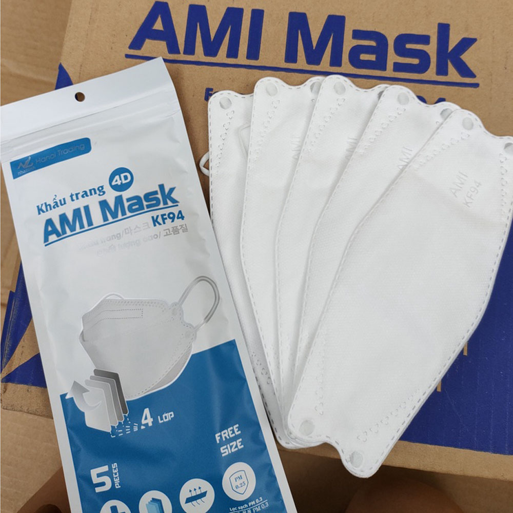 Set 50 Khẩu trang KF94 4D Ami Mask 4 lớp kháng khuẩn lọc bụi mịn cao cấp